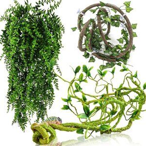 Reptile Vines, Flexible Jungle Climbing Vines Terrarium Plastic Plants and Leave